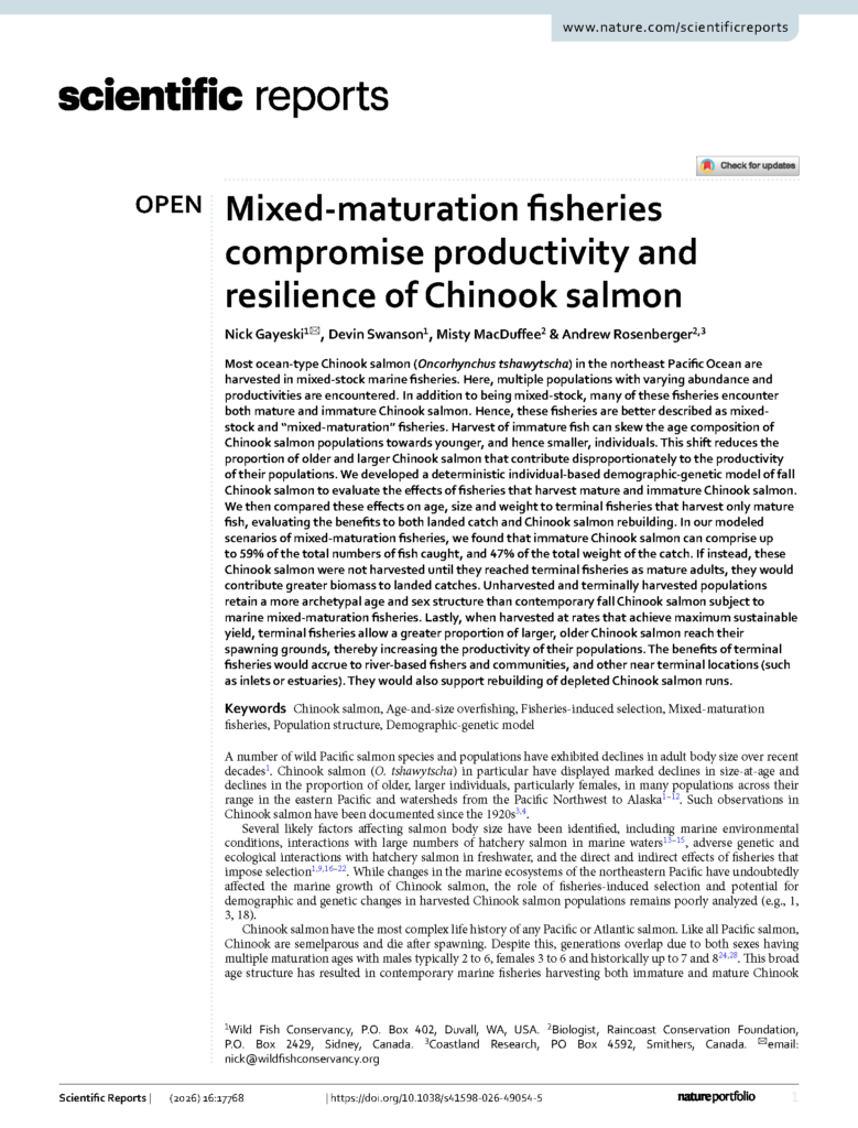 Mixed-maturation fisheries compromise productivity and resilience of Chinook salmon (2026)